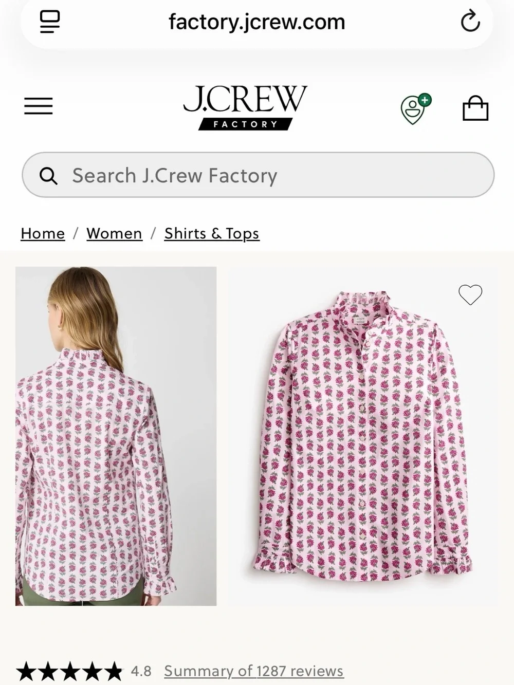 J. Crew Pink Floral-Print Button-Down Shirt